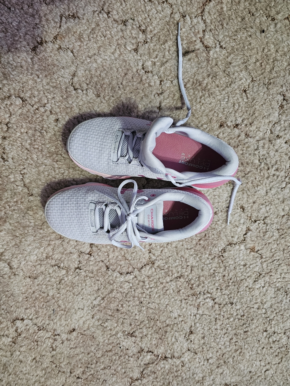 Under Armour Light Gray and Pink Women's Athletic Shoes
